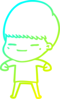 frio gradiente linha desenhando do uma desenho animado presunçoso Garoto png