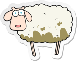 sticker of a cartoon muddy sheep png