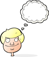 cartoon happy boy's face with thought bubble png