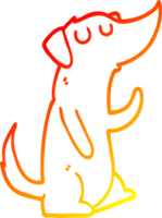 warm gradient line drawing of a cartoon dog png