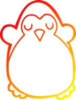 warm gradient line drawing of a cartoon penguin png