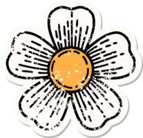 Distressed Sticker Tattoo im traditionellen Stil einer Blume png