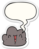 cartoon happy cloud with speech bubble sticker png