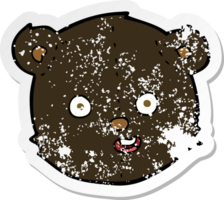 retro verontruste sticker van een cartoon zwarte teddybeerkop png