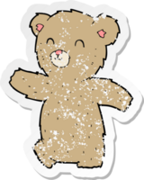 retro distressed sticker of a cute cartoon teddy bear png