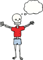 cartoon skeleton in clothes with thought bubble png