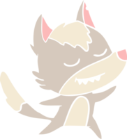 friendly flat color style cartoon wolf dancing png