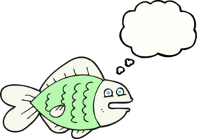 mano dibujado pensamiento burbuja dibujos animados gracioso pescado png