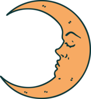 iconico tatuaggio stile Immagine di un' mezzaluna Luna png