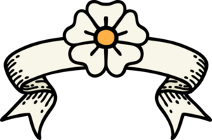 traditioneel tatoeëren met banier van een bloem png