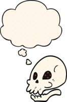 cartoon skull with thought bubble in comic book style png