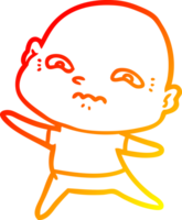 caloroso gradiente linha desenhando do uma desenho animado nervoso homem png