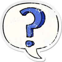 cartoon question mark with speech bubble distressed distressed old sticker png