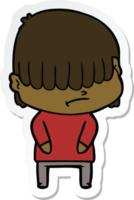 sticker of a cartoon boy with untidy hair png