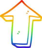 rainbow gradient line drawing of a cartoon arrow pointing direction png