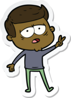 sticker of a cartoon tired man png