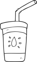 hand drawn black and white cartoon soda drink png