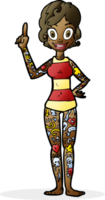 cartoon woman covered in tattoos png