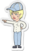 sticker of a cartoon woman pointing png