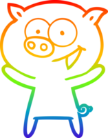 regenboog helling lijn tekening van een vrolijk varken tekenfilm png