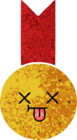 retro illustration style cartoon of a gold medal png
