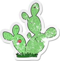 distressed sticker of a cartoon cactus png