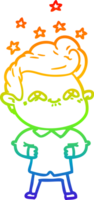 rainbow gradient line drawing of a cartoon excited man png