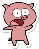 sticker of a cartoon pig shouting png