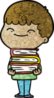 cartoon happy boy with books png