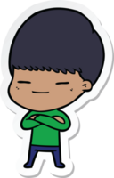 sticker of a cartoon smug boy png