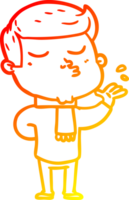 warm gradient line drawing of a cartoon model guy pouting png