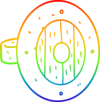 rainbow gradient line drawing of a viking shield cartoon png