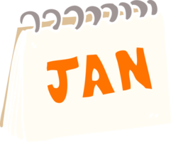 karikaturgekritzelkalender, der monat januar zeigt png