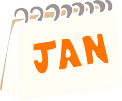 calendrier de doodle de dessin animé montrant le mois de janvier png