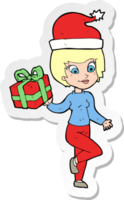 sticker of a cartoon woman with present png