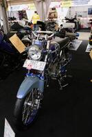 Surabaya, Indonesia. September 8, 2023 - Honda CB motorbike on display at the auto show photo