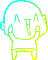 cold gradient line drawing of a happy cartoon bald man png