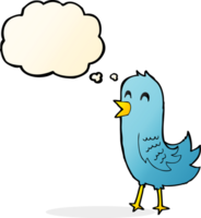 tekenfilm gelukkig vogel met gedachte bubbel png