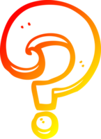 warm gradient line drawing of a cartoon question mark png