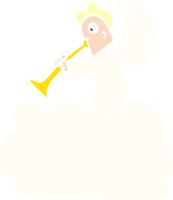 dessin animé doodle ange sur nuage avec trompette png