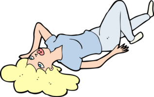 cartoon woman lying on floor png