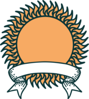 traditional tattoo with banner of a sun png