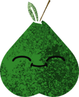 retro illustration style cartoon of a pear png