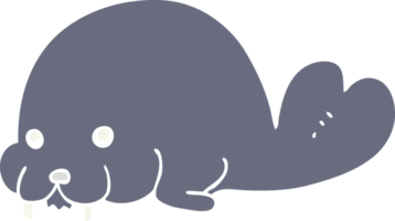 cute flat color style cartoon walrus png