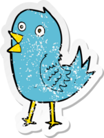 pegatina retro angustiada de un pájaro azul de dibujos animados png