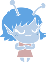 smiling alien girl flat color style cartoon png