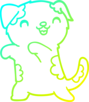 cold gradient line drawing of a cute cartoon puppy png