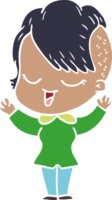 happy flat color style cartoon girl png