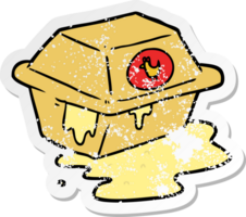 distressed sticker of a cartoon take out png