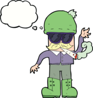 cartoon man smoking pot with thought bubble png